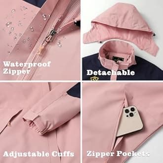 GIISAM Rain Jacket for Women, Women's Waterproof Lightweight Rain Jackets Packable Raincoat Windbreaker Coat with Hood