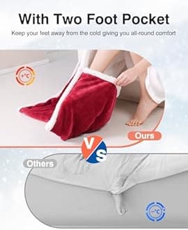Yokimisu Wearable Heated Blanket with Sleeves, Electric Heated Robe with Foot Pockets, Electric Snuggie for Women, 6 Heating Levels & 1-4 Hours Timer, 50"x70" (Red)