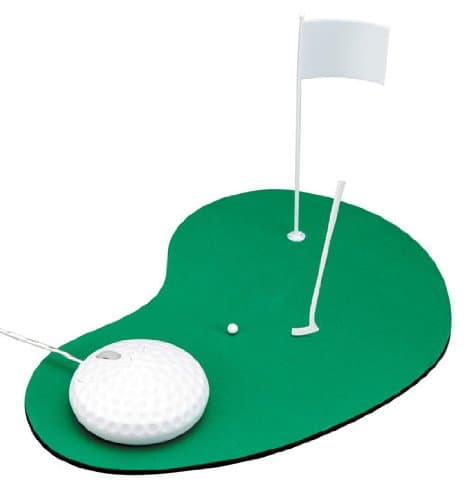 Golf Mouse Optical Mouse with Green Pad Flag Putter Golf Ball- Great Gift for Men - Play Golf on Desktop