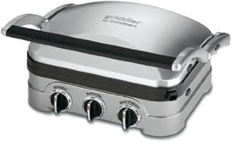 Cuisinart 5 In 1 Griddler with Panini Press, Full Grill and Half Grill/ Griddle Options, Includes Dishwasher Safe Removable Cooking Plates and Red/Green Indicator Lights