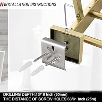 TURS Towel Rack Bathroom Brushed Gold Towel Shelf with Two Towel Bars Stainless Steel Wall Mounted Towel Hanger