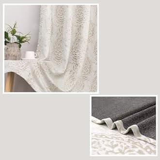 Mrs.Naturall Tan Paisley Curtains for Bedroom 90 Length 50% Blackout Boho Print Bas Relief Extra Long Tufted Curtains for Living Room,52x90 Inches Long