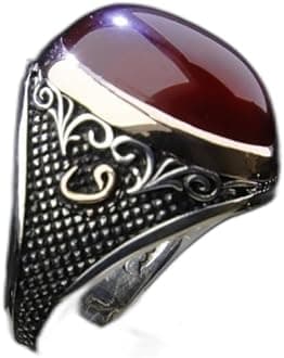 Original Yemeni Aqeeq Agate Stone Men Ring, Best Jewelry Gift, Handmade Men Ring, 925 Sterling Silver Ring, Stone Men's Ring, Gift for him