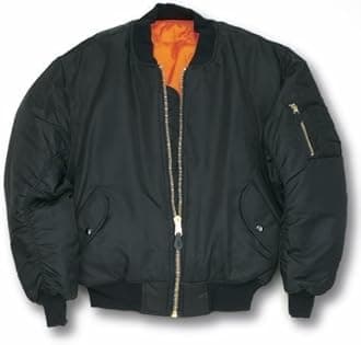 MA1 BOMBER JACKET WITH HEAVY BRASS ZIP (XXL, BLACK)