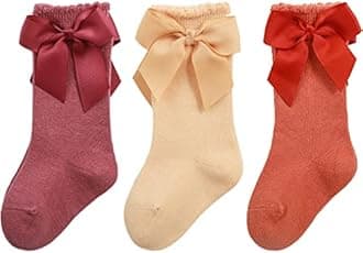 QandSweet Baby Girl Knee-High Socks Toddlers Bow Stockings Newborn Infant Non-Slip Sock