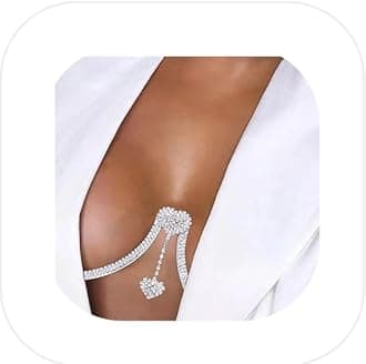 Rhinestone Chest Bracket Chain Trendy Crystal Heart Pendant Bra Chain Sexy Bikini Body Chain Jewelry for Women
