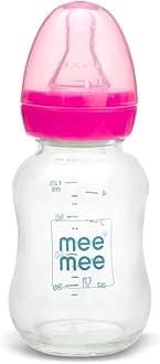 Mee Mee Premium Glass Feeding Bottle, 125 ml, Pink