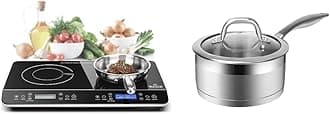 Duxtop LCD Portable Double Induction Cooktop 1800W + Duxtop Stainless Steel Sauce Pan with Lid