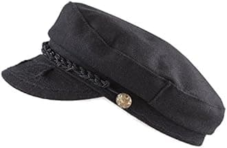 The Hat Depot Winter Unisex Wool & Faux Leather Greek Fisherman Sailor Fiddler Driver Hat Flat Cap