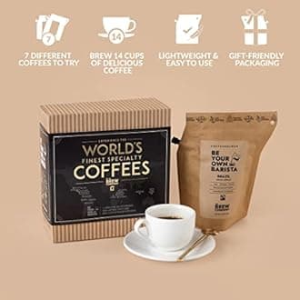 Original Gourmet Coffee Gift Set for Men & Women – 7 of The World’s Finest Single Estate Specialty & Organic Coffees | Brew & Enjoy Anytime, Anywhere | Hamper Style Letterbox Gift Idea for Him & Her