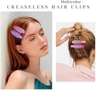 10 Pcs Creaseless No Crease No Bend Flat Hair Clips For Styling Non Slip Makeup Clips For Women Salon Hairstyle,Assorted Purple Pink