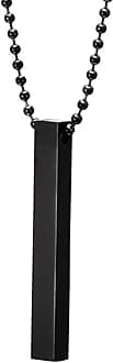 Fashion FrillMen's Jewellery 3D Cuboid Vertical Bar/Stick Stainless Steel Black Silver Locket Pendant Necklace Chain For Boys and Men Unisex Birthday Gift Anniversary Love Gift Silver Chain Necklace