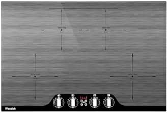 30 inch 7800W Induction Cooktop Built-in Electric Induction Stovetop 4 Burners,Boost/Bridge Mode/10 Power Levels/Timer/Safety Lock/Knob Easy Control