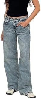 Women Baggy Jeans Mid-Low Waist Boyfriend Streetwear Vintage Jeans Wide Leg Denim Pants