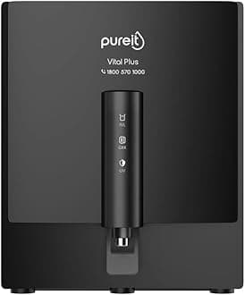 Pureit Vital Plus RO+UV+MP+Mineral | 6 Stage | 7L | Upto 60% Water Saving | Suitable for Borewell, Tanker & Municipal Water | FiltraPower | Wall Mountable | Black