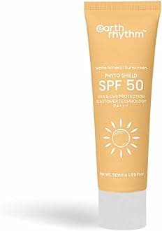 Earth Rhythm Matte Mineral Sunscreen SPF 50 with 9% Zinc Oxide for Daily Use | PA+++, Zero White Cast & Non-Sticky, Matte Finish | Men & Women | - 50ml