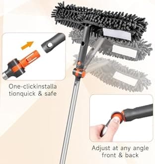 Chabatree 2-in-1 Window Cleaning Tool with Extendable Pole, Bendable Head for Indoor & Outdoor Glass, Car, High Windows