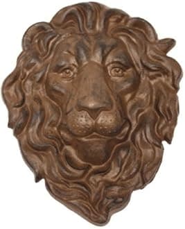 GSM Cast Iron Lion Head Hanging Wall Plaque, 10"H x 9"W x 2"D, Bronze