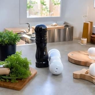 Salt Pepper Set for Dining Table & Kitchen | Ceramic Salt and Pepper Shakers, Salt Pepper Dispenser, Container, Sprinkler | Home | Cafe | Office - 60 ML (Chess Players, 1 Set)