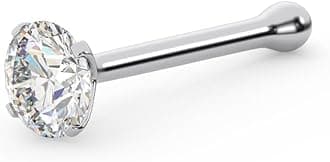 EternalDiaEternalDia IGI Certified 1.5mm/1.7mm/2mm Diamond Nose Stud With Ball / 14K Gold Nose Stud in 20 Gauge/Nose Ring Bone Diamond Color-I-J, Diamond Clarity- I2-I3 For Women