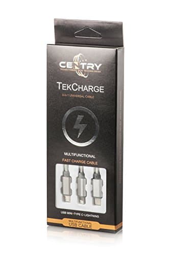 TekCharge USB Cable Multi Port Charger (Tech Charge) Micro USB, Type C & Lighting Cord Charger 3.2 Feet