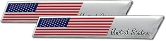 3D Aluminum Alloy American US Flag Decal, 2PCS 3.8" X 0.6" Patriotic Stars Stripe USA Flag Car Stickers for Laptop/Car/Truck/Window/Bumper