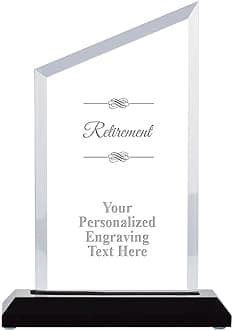 Crown Awards Personalized Acrylic Trophy, 6" Engraved Incline Slant Acrylic Award