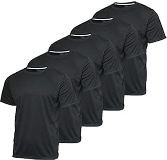 Real Essentials5 Pack: Men’s Short Sleeve Dry Fit Active Crew Neck T Shirt - Athletic Running Gym Workout Tee Tops