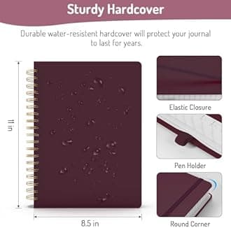 Forvencer Lined Spiral Journal Notebook with 300 Numbered Pages, A4 Thick Journals for Writing with 100GSM Paper, Hardcover Notebooks with Contents for Work, School, Women, Men, Burgundy
