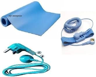 Sky-Zero Volt Therapy kit Grounding Mat Pad Earthing Sheet With 3 pin Plug & Grounding Wrist Band for Grounding Human body volatge (SIZE) (3X3 FT)