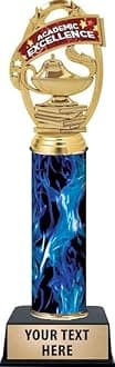Personalized Academic Excellence Trophy, 11" Blue Academic Excellence Trophy Award, Customize Now Prime