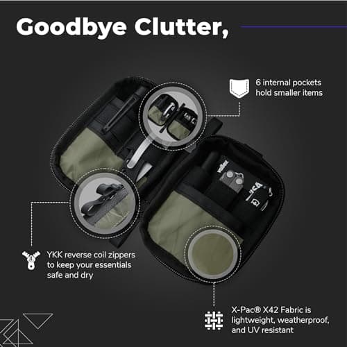 ALPAKA HUB Pouch Pro EDC Organizer - Small Tool Pouch for Electronics, Cables with YKK Zipper, Daily Use and Travel - Axogrid 300D Weatherproof UV Resistant Fabric (Olive Green)