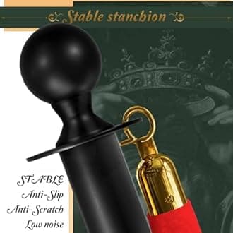 4PCS Black Stanchions Posts with 3PCS 5 ft Black Velvet Rope, Black Velvet Rope Stanchion Set Crowd Control Barriers, Stanchions and Velvet Ropes Red Carpet Poles for Party Supplies