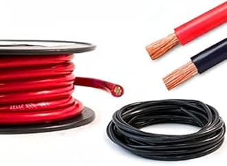 Hi-Flex Battery Cable 16mm² - 95mm² Black & Red PVC Heavy Duty Flexible Copper Welding Wire Starter Inverter Cable (40mm, 300 Amps, Red, 2 Metre)