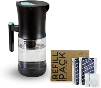 Phox V2 Water Filter | 2.2L Glass Water Filter Jug and Refillable Eco Cartridge Cartridge | 3 Month Supply (Clean Pack)