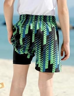 TUONROAD Boys Swim Trunks with Compression Liner Quick Dry Board Shorts with Boxer Brief Lined Bathing Suit 8-20 Years