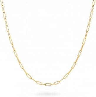 14k Gold 1.5mm, 2mm 3.5mm Solid Chain Paper Clip Link Necklace 14" 16" 18" 20" 22" 24" - Spring Clasp with Stamp - Made in Italy - Unisex Adults, Women, Men Gift (100% Authentic Solid 14K Gold)