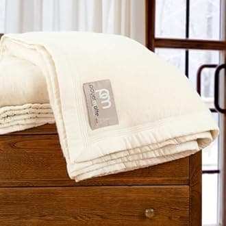 Poyet Motte Aurora 700GSM 100% Virgin Wool Blanket, Extreme Heavyweight, Machine Washable (Natural, King (U.S. Standard))