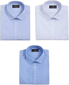 Mens Cotton Blend Regular Fit Easy Iron Short Sleeves Shirt (Pack of 3)