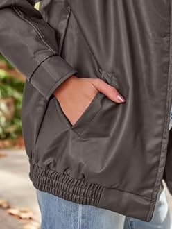 AUTOMET Women's Oversized Faux Leather Jacket - Fall Motorcycle Style Coat with Zipper Closure