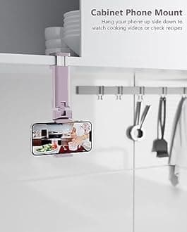 MiiKARE Travel Essentials Airplane Phone Holder, Universal Handsfree Phone Mount for Flying with 360 Degree Rotation, Travel Must Haves Phone Stand for Desk, Tray Table, Purple