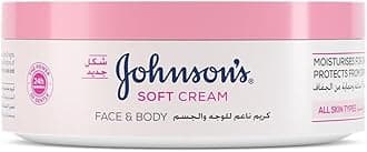 Johnson's 24 Hour Moisture Body Cream, a gentle and hydrating soft formula designed to significantly reduce skin tightness, flakiness, and dullness, 100ml.