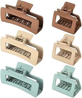 79Style 6pcs Big Hair Claw Clips Square Hair Clips For Thick Hair Claw Clips Medium No Slip Banana Jaw Hair Claw Hair Clamps For Women Fashion Hair Styling Accessories (3pcs 4.3 Inch+3pcs 1.9 Inch)