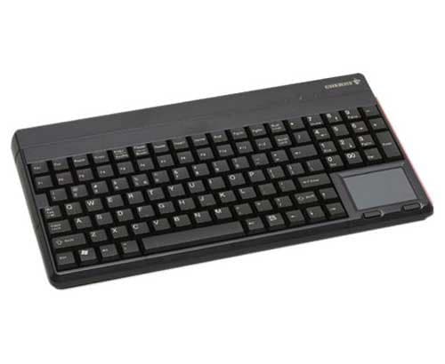Cherry Electronics G86-62401CDADAA SPOS Biometric Keyboard with Touchpad, USB Interface, French Canadian 106 Key Layout, Black