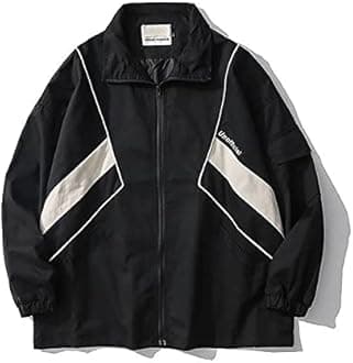 Sumleno Y2k Jacket for Women Zip Up Bomber Jacket Y2k Clothing Racing Varsity Jacket Oversized Color Block Jacket Unisex