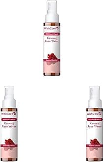WishCare® 100% Pure & Natural Rose Water - For Skin, Face & Hair - Steam Distilled - Kannauj Gulab Jal - Spray Skin Toner - Free From Paraben, Alcohol & Chemicals - 50 ml (Pack of 3)
