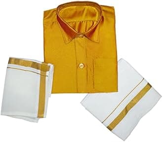 Boys Traditional Adjustable Lungi Dhoti Shirt Mundu Set (CMonly-$)
