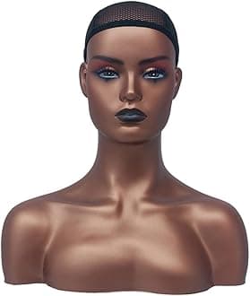 Realistic Female Mannequin Head with Shoulder Luxy Design Display Manikin Head Bust for Wigs,Makeup,Beauty Accessories Displaying