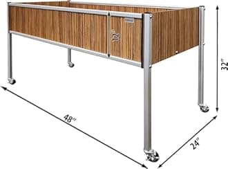 Foreman Raised Garden Bed on Wheels – Weather-Resistant Raised Garden Bed (48" x 24" x 32") with Drainage, Ideal Raised Garden Bed for Vegetables & Flowers – 300 lb Capacity, Zebrano Wood Grain