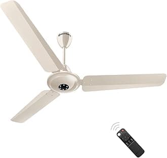 Efficio Alpha 1200mm India's No.1 BLDC Ceiling Fan with Remote Control | BEE 5 star Rated Energy Efficient Ceiling Fan | High Air Delivery with LED Indicators | 2 Year Warranty| Seasand Ivory